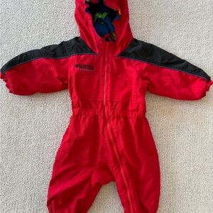 Vintage Columbia Red Tectonite Fleece Lined Hooded Snowsuit Size 18 Month